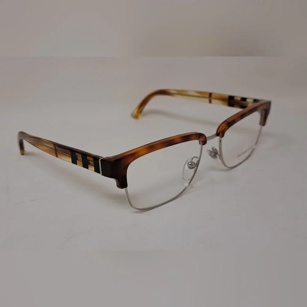Burberry Eye Glasses Frames Unisex Half Rim Havana Nova Check B2224 54-18-145
